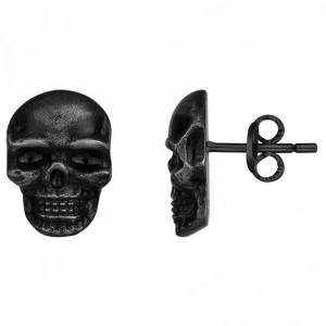 Boucles d'oreille Acier Tête de mort pvd noir
