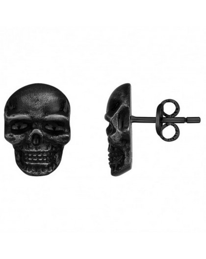 Boucles d'oreille Acier Tête de mort pvd noir