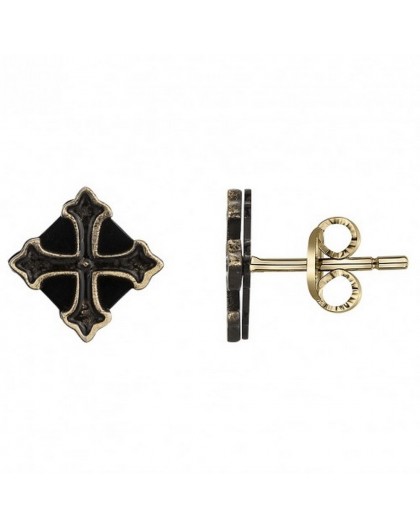 Boucles d'oreille Acier bronze laqué noir