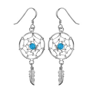 Boucles d'oreilles argent Attrape rêves turquoises