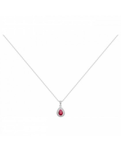 Collier Argent oxydes zirconium rouge entourage