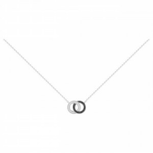 Collier Argent Double cercles noirs