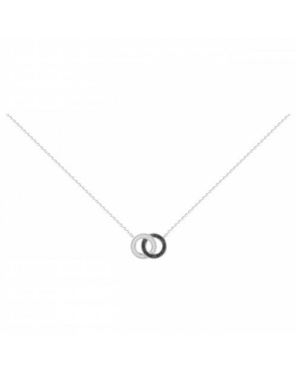 Collier Argent Double cercles noirs