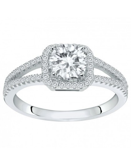 Bague argent solitaire accompagné oxydes zirconium