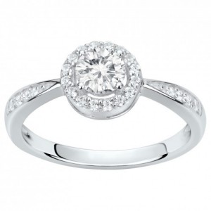 Bague argent solitaire oxyde entourage