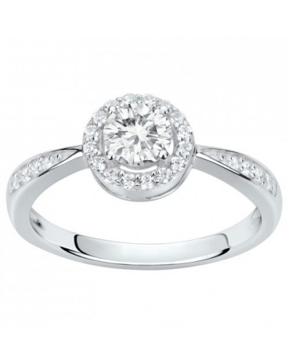 Bague argent solitaire oxyde entourage