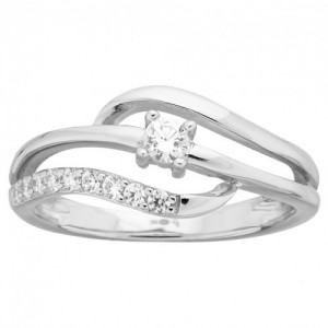 Bague argent solitaire volute oxyde zirconium