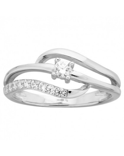 Bague argent solitaire volute oxyde zirconium