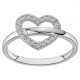 Bague argent motif coeur oxydes zirconium