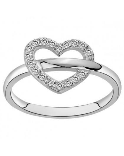 Bague argent motif coeur oxydes zirconium