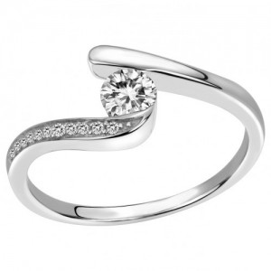 Bague argent solitaire moderne oxyde zirconium