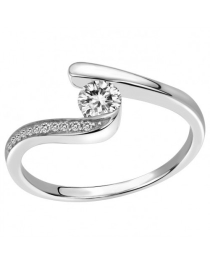 Bague argent solitaire moderne oxyde zirconium