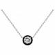 Collier Argent solitaire oxyde et entourage noir