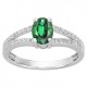 Bague argent solitaire accompagné oxyde vert