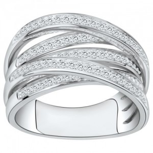 Bague argent 5 rangs entrelacés oxydes zirconium