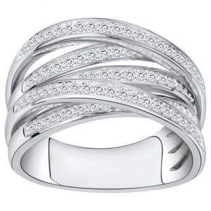 Bague argent 5 rangs entrelacés oxydes zirconium