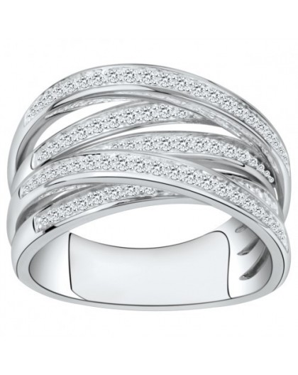 Bague argent 5 rangs entrelacés oxydes zirconium