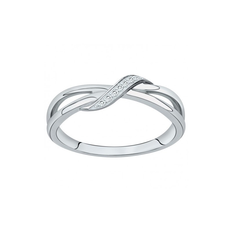 Bague argent oxydes de zirconium lien simple