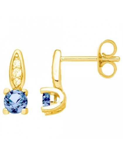 Boucles oreilles puces oxyde zirconium bleu