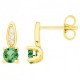 Boucles oreilles plaqué or oxydes zirconium vert