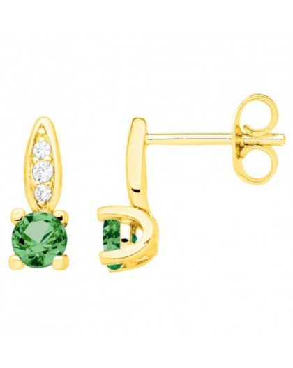 Boucles oreilles plaqué or oxydes zirconium vert