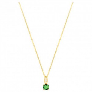 Collier plaqué or oxyde zirconium vert 4 griffes
