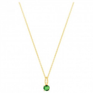 Collier plaqué or oxyde zirconium vert 4 griffes