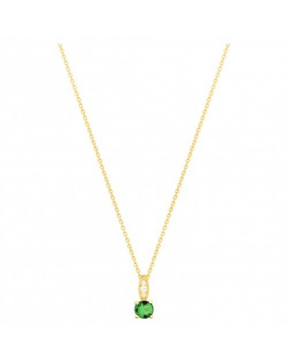 Collier plaqué or oxyde zirconium vert 4 griffes