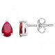 Boucles oreilles argent oxydes rouge poires