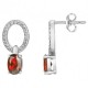 Boucles d'Oreilles argent rhodié pierres rouges