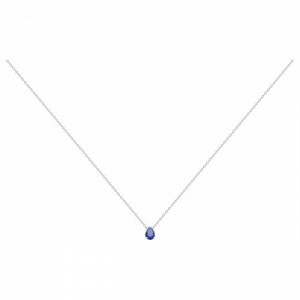 Collier argent rhodié oxyde bleu poire