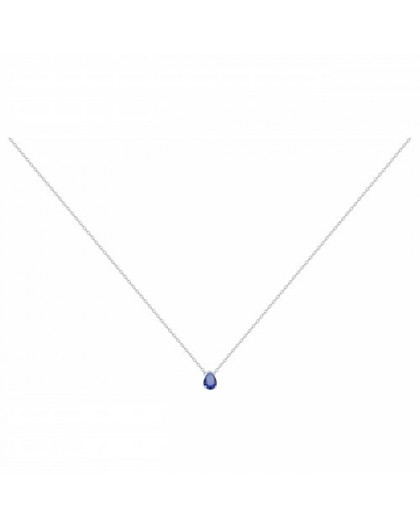 Collier argent rhodié oxyde bleu poire