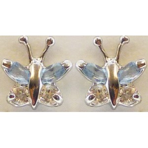 Boucles oreilles Or papillons oxydes couleur