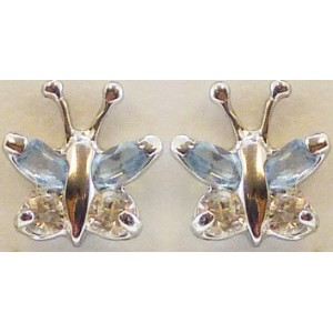 Boucles oreilles Or papillons oxydes couleur