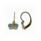 Boucles oreilles Or dormeuses papillon laque bleue