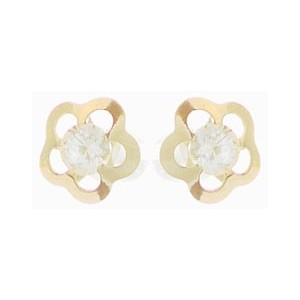 Boucles oreilles Or à vis fleurs oxydes