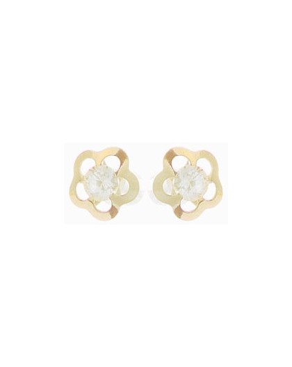 Boucles oreilles Or à vis fleurs oxydes