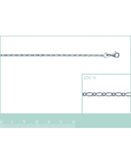 Chaine argent maille alternée 1+1 1.4mm