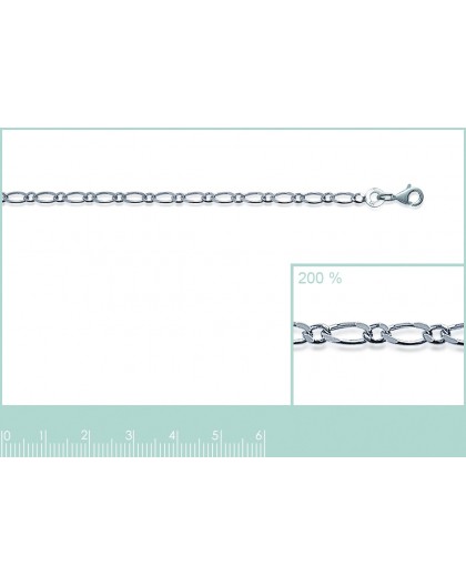 Chaine argent maille alternée 1+1 2.2mm