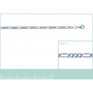 Chaine argent maille figaro alternée 1+3 2.2mm