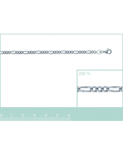 Chaine argent maille figaro alternée 1+3 2.2mm