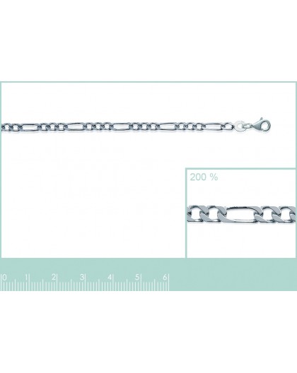 Chaine argent maille figaro alternée 1+3 2.5mm