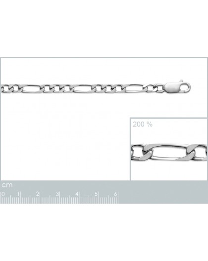 Chaine argent maille figaro alternée 1+3 4mm