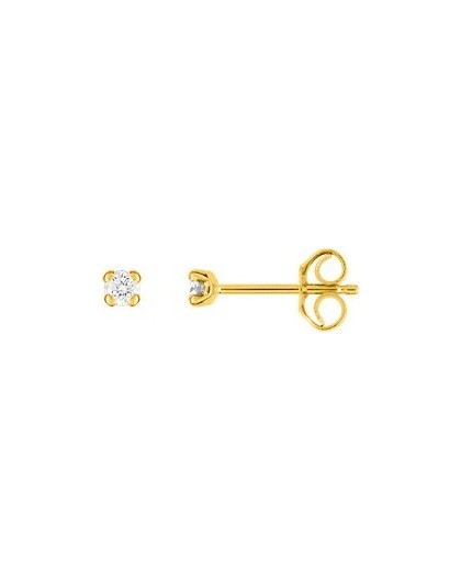 Boucles oreilles or jaune diamants 4 griffes 0.09 carat