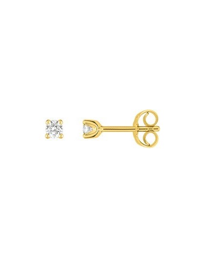 Boucles oreilles or jaune diamants 4 griffes 0.15 carat