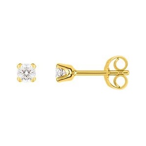 Boucles oreilles or jaune diamants 4 griffes 0.20 carat