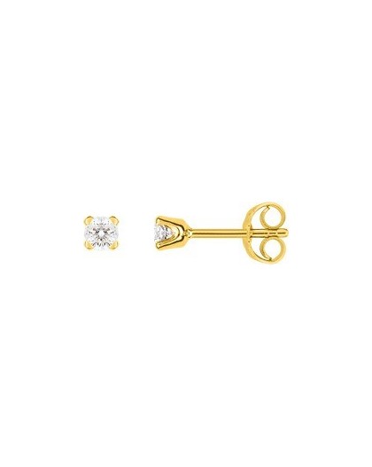 Boucles oreilles or jaune diamants 4 griffes 0.20 carat