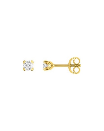 Boucles oreilles or jaune diamants 4 griffes 0.25 carat