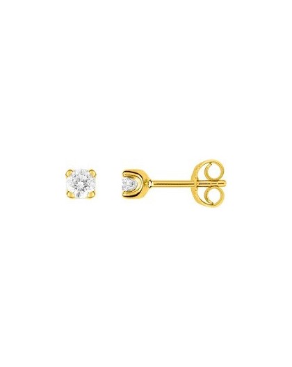 Boucles oreilles or jaune diamants 4 griffes 0.30 carat