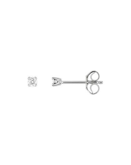 Boucles oreilles or gris diamants 4 griffes 0.06 carat